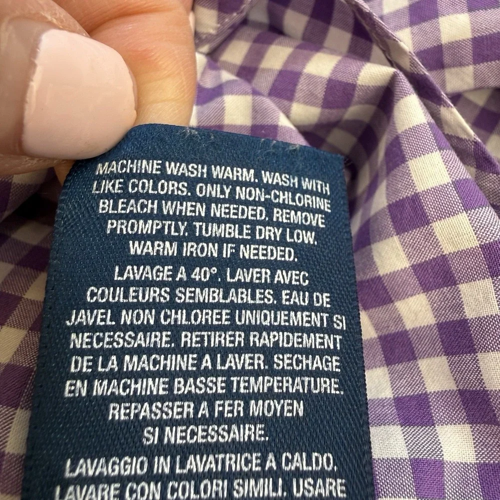 Ralph Lauren‎ Boys Large Purple Button Up Check Gingham Poplin Dress Shirt